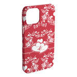 Heart Damask iPhone Case - Plastic - iPhone 15 Pro Max (Personalized)