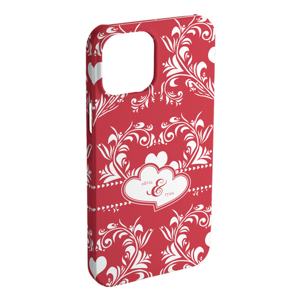 Custom Heart Damask iPhone Case - Plastic - iPhone 15 Pro Max (Personalized)