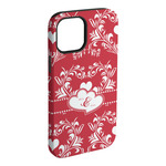Heart Damask iPhone Case - Rubber Lined (Personalized)