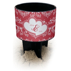 Heart Damask Black Beach Spiker Drink Holder (Personalized)