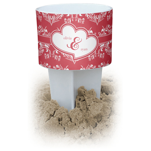 Custom Heart Damask Beach Spiker Drink Holder (Personalized)