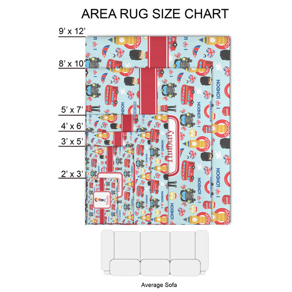 London 2'x3' Indoor Area Rugs - Size Chart