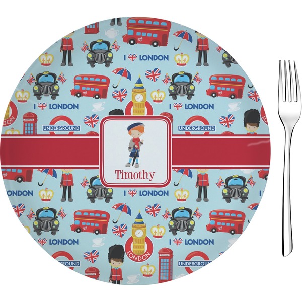 Custom London 8" Glass Appetizer / Dessert Plates - Single or Set (Personalized)