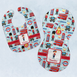 London Baby Bib & Burp Set w/ Name or Text
