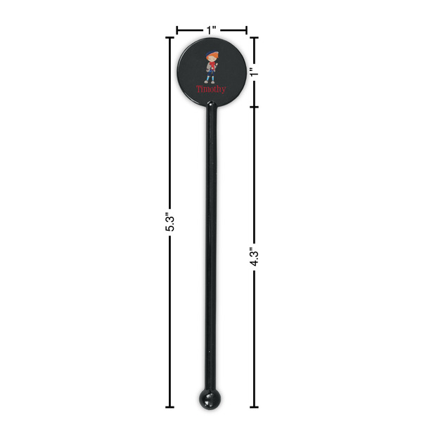 London Black Plastic 5.5" Stir Stick - Round - Dimensions