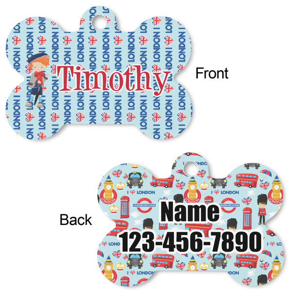 London Bone Shaped Dog Tag - Front & Back