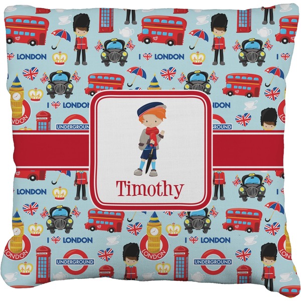 Custom London Faux-Linen Throw Pillow (Personalized)