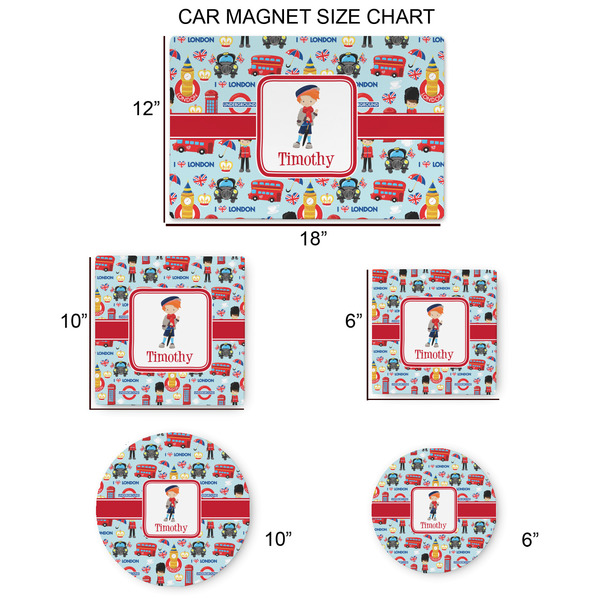 London Car Magnets - SIZE CHART
