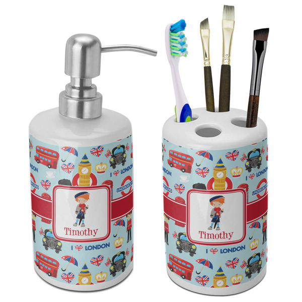 Custom London Ceramic Bathroom Accessories Set (Personalized)