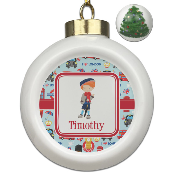 Custom London Ceramic Ball Ornament - Christmas Tree (Personalized)