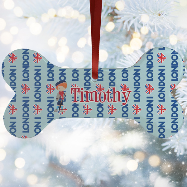 Custom London Ceramic Dog Ornament w/ Name or Text