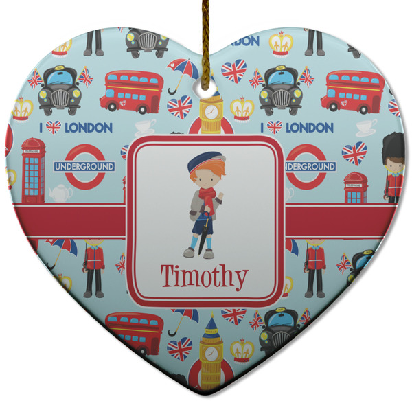 Custom London Heart Ceramic Ornament w/ Name or Text