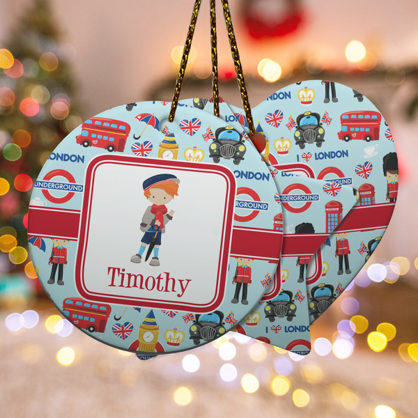 Custom London Ceramic Ornament w/ Name or Text