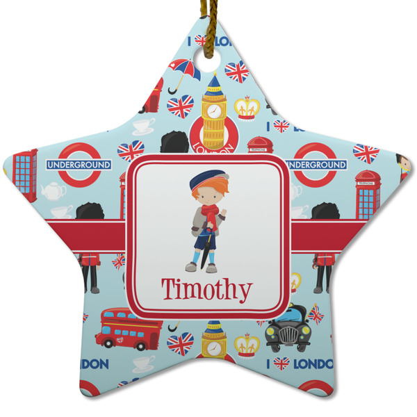 London Ceramic Flat Ornament - Star (Front)