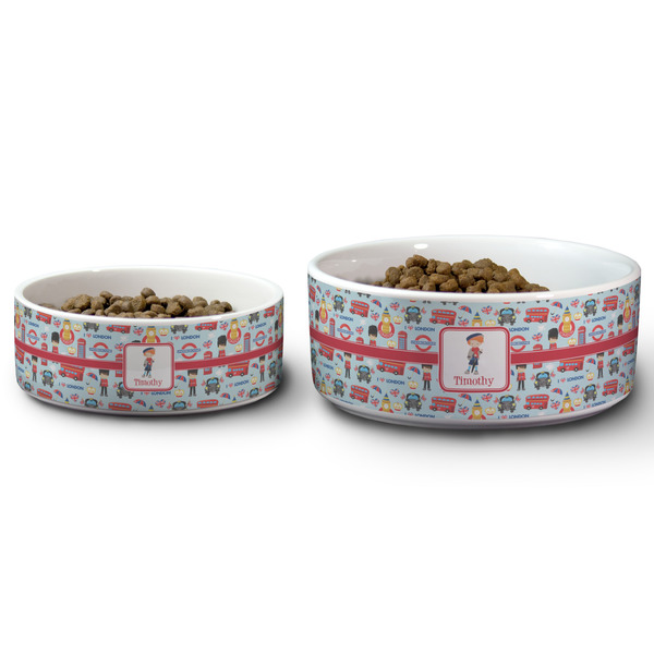 London Ceramic Dog Bowls - Size Comparison
