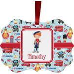 London Metal Frame Ornament - Double Sided w/ Name or Text