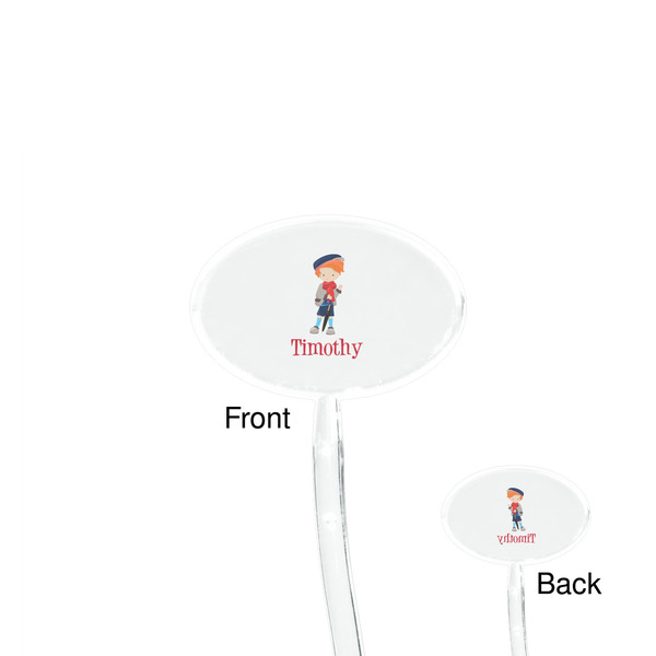 London Clear Plastic 7" Stir Stick - Oval - Front & Back