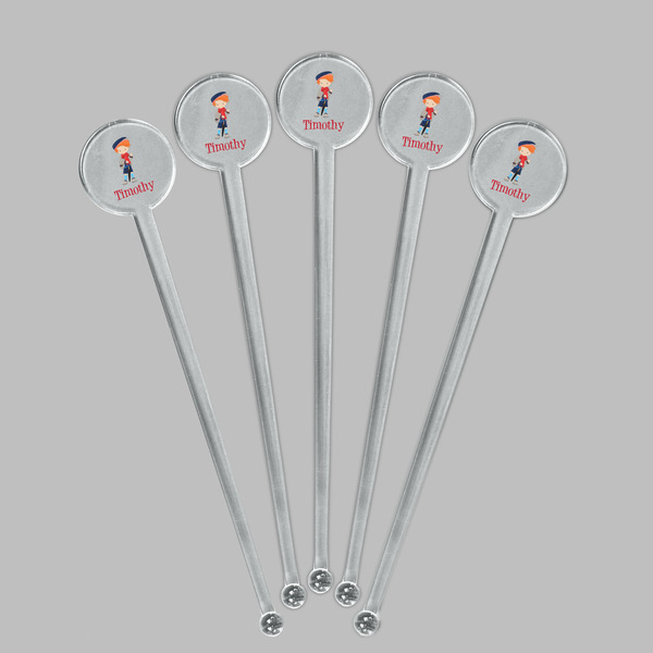 London Clear Plastic 7" Stir Stick - Round - Fan View