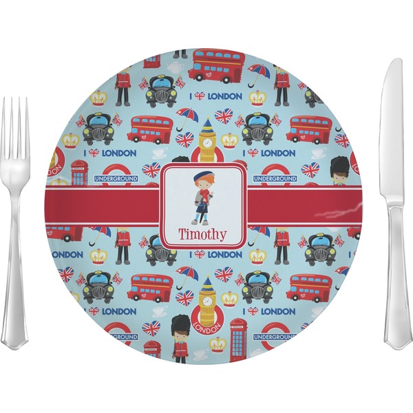 Custom London 10" Glass Lunch / Dinner Plates - Single or Set (Personalized)