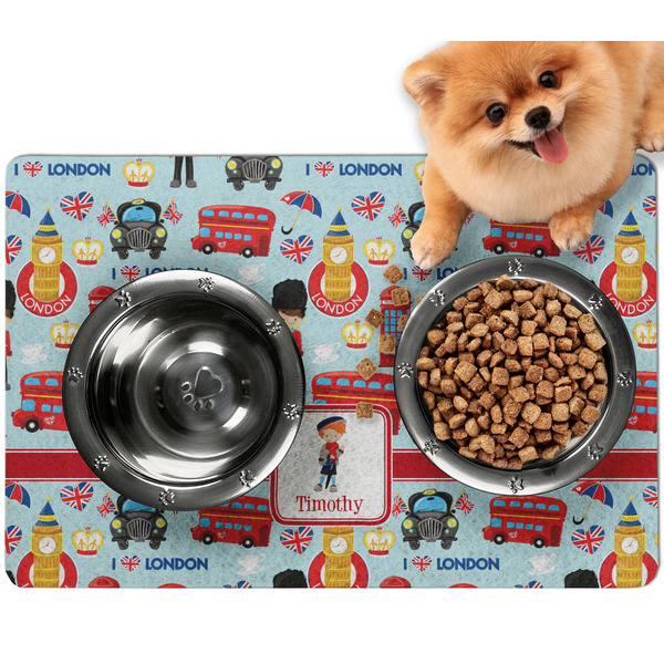 Custom London Dog Food Mat - Small w/ Name or Text
