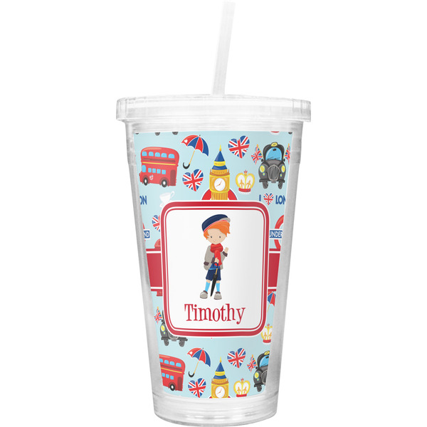 Custom London Double Wall Tumbler with Straw (Personalized)