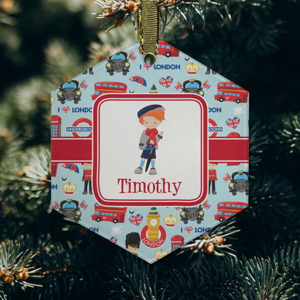 London Frosted Glass Ornament - Hexagon (Lifestyle)