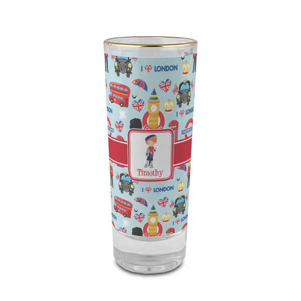 Custom London 2 oz Shot Glass - Glass with Gold Rim (Personalized)