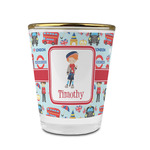 London Glass Shot Glass - 1.5 oz - with Gold Rim - Set of 4 (Personalized)