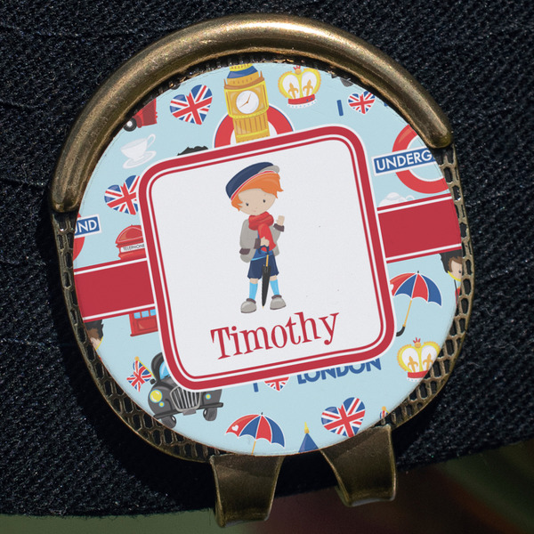 London Golf Ball Marker Hat Clip - Gold - Close Up