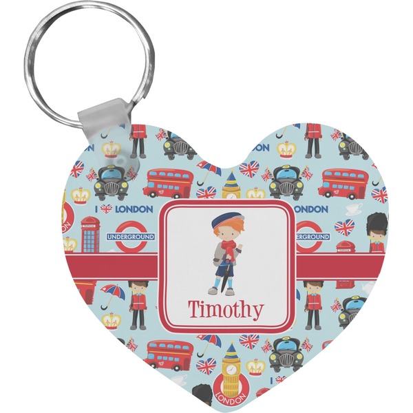 Custom London Heart Plastic Keychain w/ Name or Text