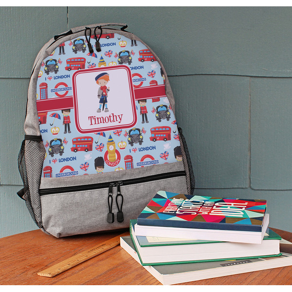 London Large Backpack - Gray - On Desk