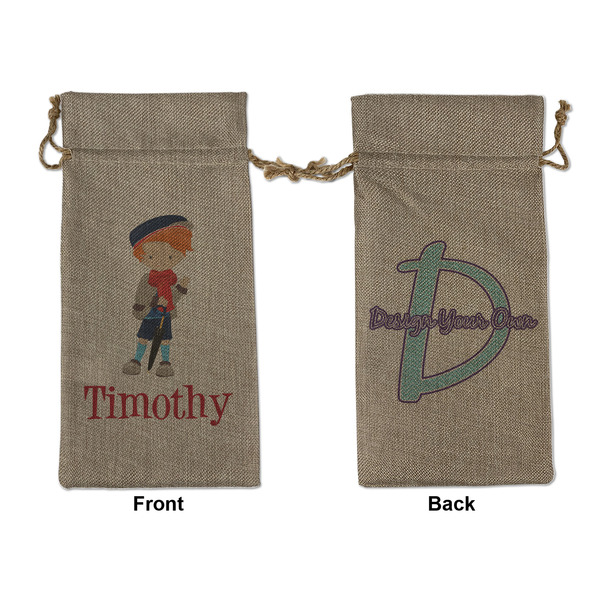 Custom London Large Burlap Gift Bag - Front & Back (Personalized)