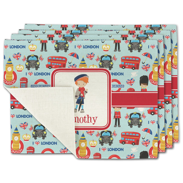 Custom London Single-Sided Linen Placemat - Set of 4 w/ Name or Text