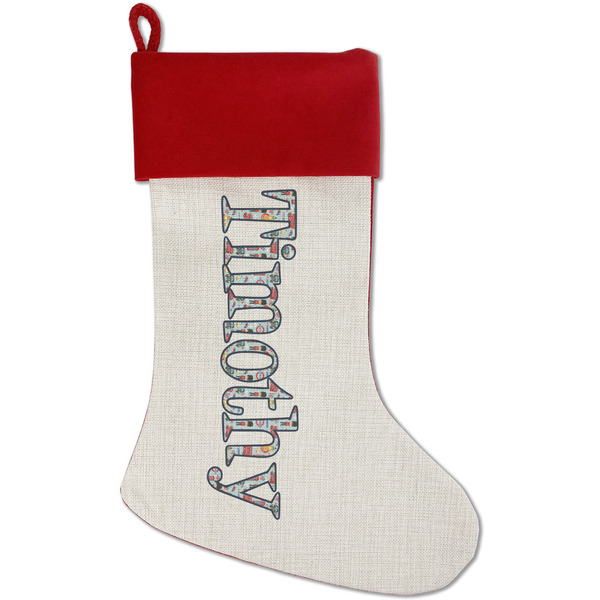 Custom London Red Linen Stocking (Personalized)