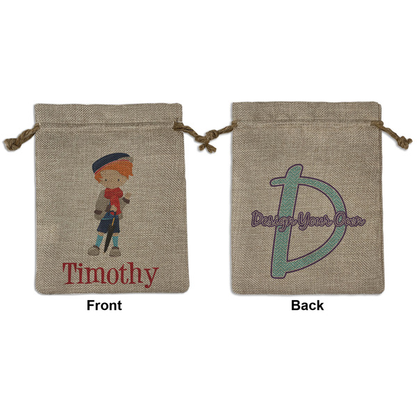 Custom London Medium Burlap Gift Bag - Front & Back (Personalized)