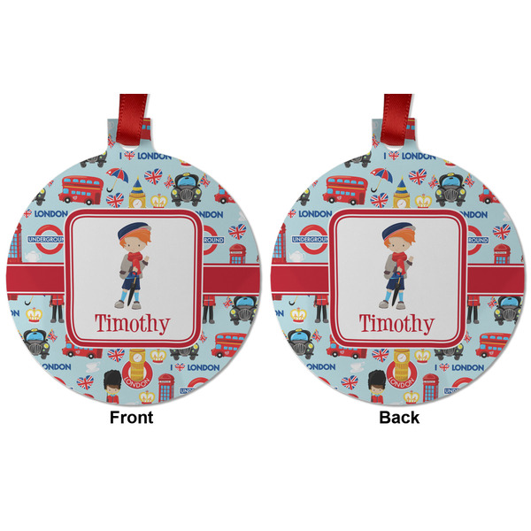 London Metal Ball Ornament - Front and Back