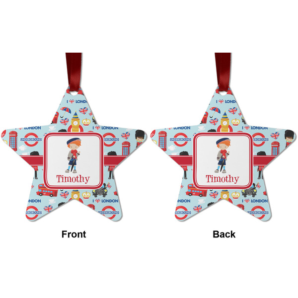 London Metal Star Ornament - Front and Back