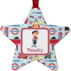 London Metal Star Ornament - Double Sided w/ Name or Text