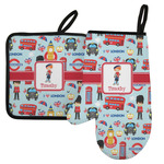 London Left Oven Mitt & Pot Holder Set w/ Name or Text