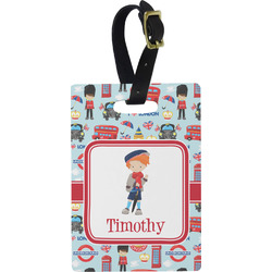 London Plastic Luggage Tag - Rectangular w/ Name or Text