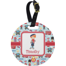 London Plastic Luggage Tag - Round (Personalized)