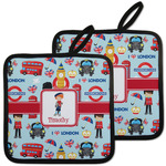 London Pot Holders - Set of 2 w/ Name or Text
