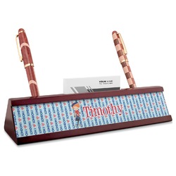 London Red Mahogany Nameplate with Business Card Holder (Personalized)