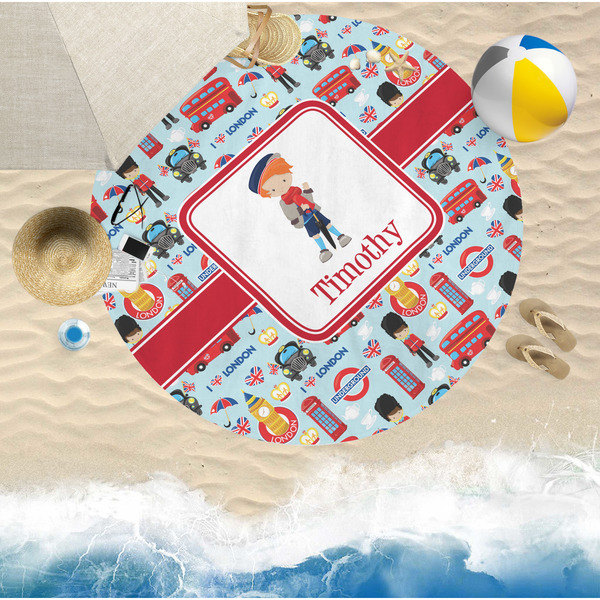 London Round Beach Towel Lifestyle