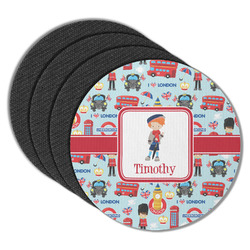 London Round Rubber Backed Coasters - Set of 4 (Personalized)