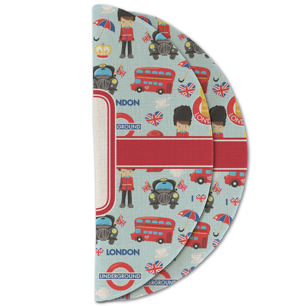 London Round Linen Placemats - HALF FOLDED (double sided)