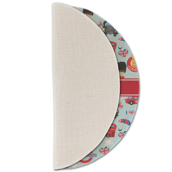 London Round Linen Placemats - HALF FOLDED (single sided)