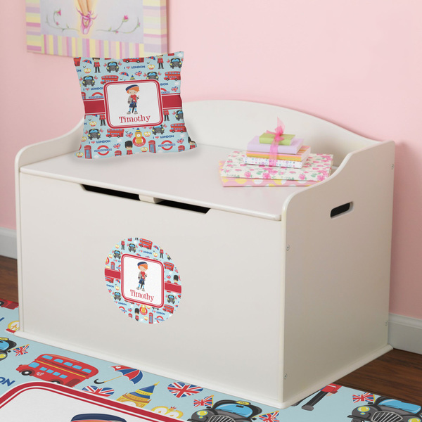 London Round Wall Decal on Toy Chest