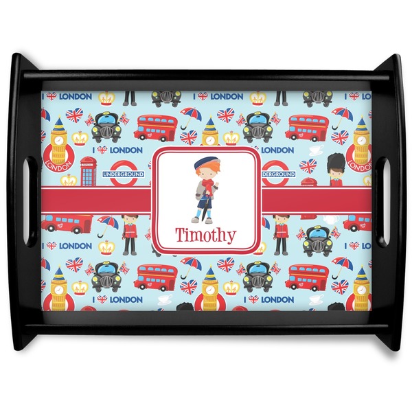 Custom London Black Wooden Tray - Large (Personalized)