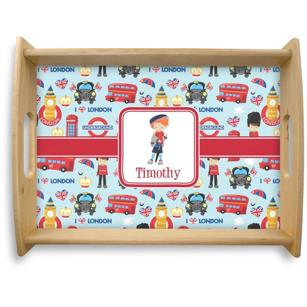 Custom London Natural Wooden Tray - Large (Personalized)